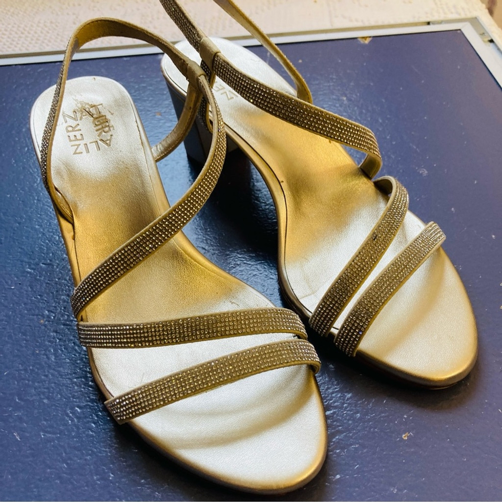 Naturalizer Vanessa2 Metallic Gold Strappy Heels, Worn Once, Size 9 Wide